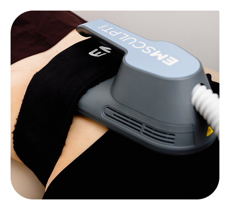 EMSCULPT NEO applicator positioned on the abdomen.